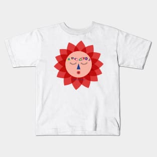 Cute funny  colorful sun Frida kahlo portrait mexican painter Kids T-Shirt